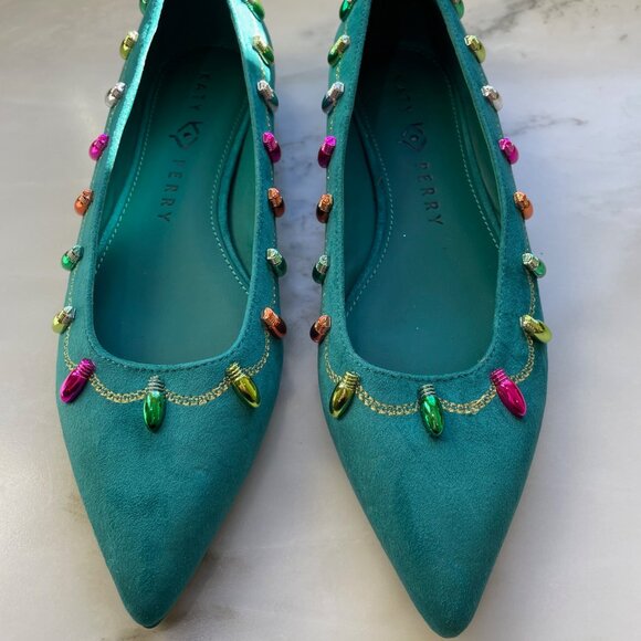 Katy Perry Hollie Christmas Flat in Green, Size 6 - Picture 1 of 4
